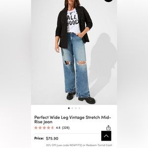 Like New Torrid perfect stretch wide leg Jean 12R